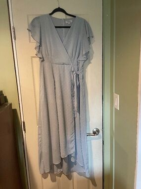 Light Green/Blue Flowy Midi Dress